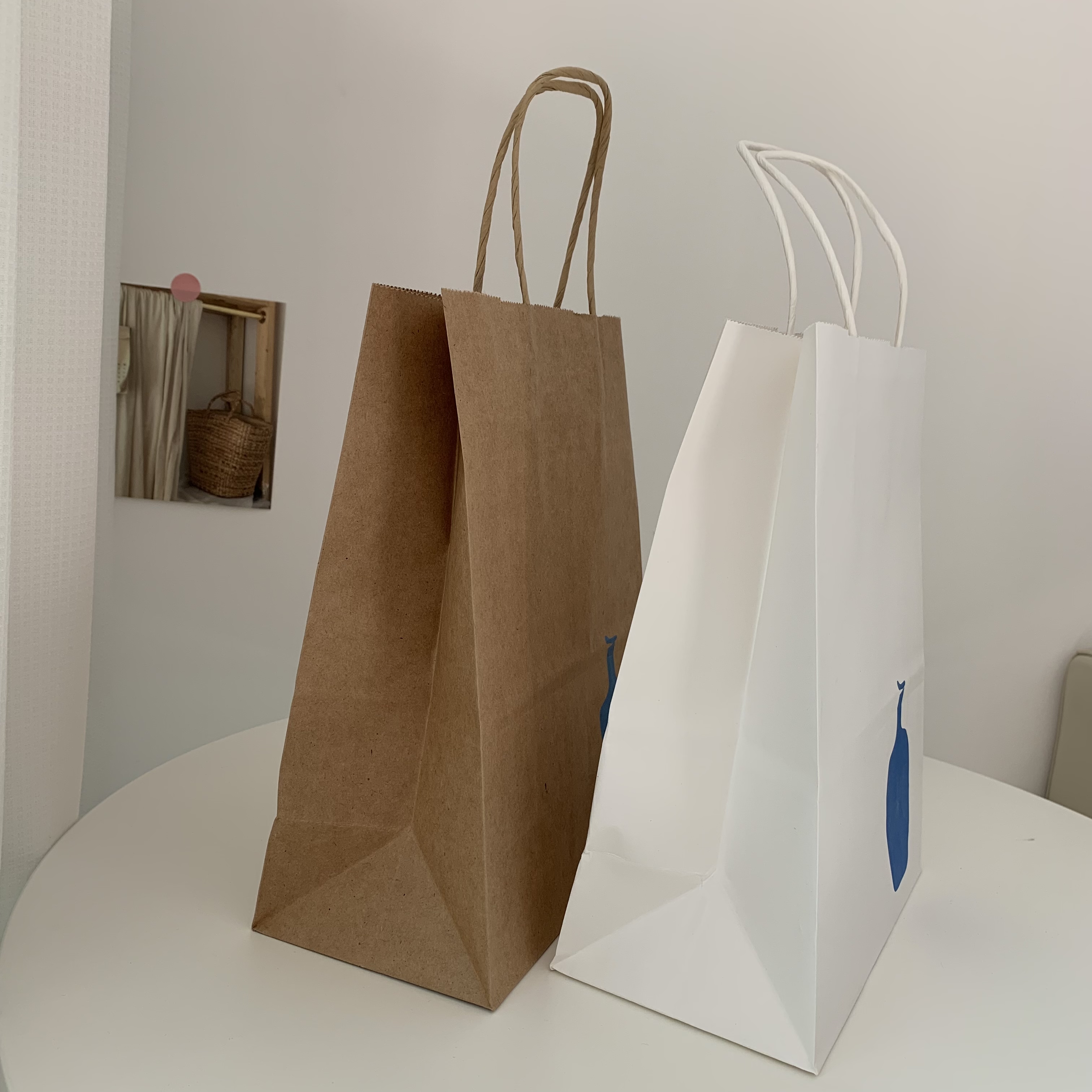 INS白色牛皮纸袋咖啡奶茶打包手提袋双杯袋杯托