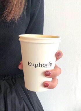 韩风INS冷淡风纯色咖啡奶茶外带热饮纸杯带盖400ML拍照工作室喝水