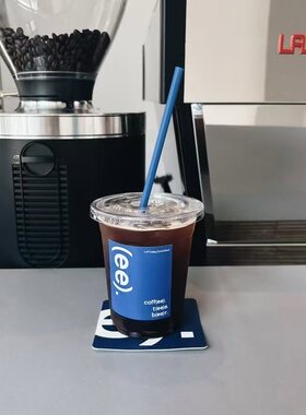 THE OWALS HOUSE透明塑料咖啡杯带盖带吸管冷饮杯便携户外奶茶杯