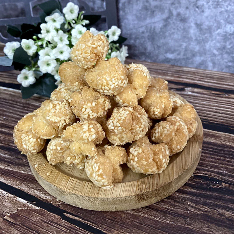 广东特产素食客家小吃贺年解馋食品油炸芝麻球开口笑口枣新春送礼