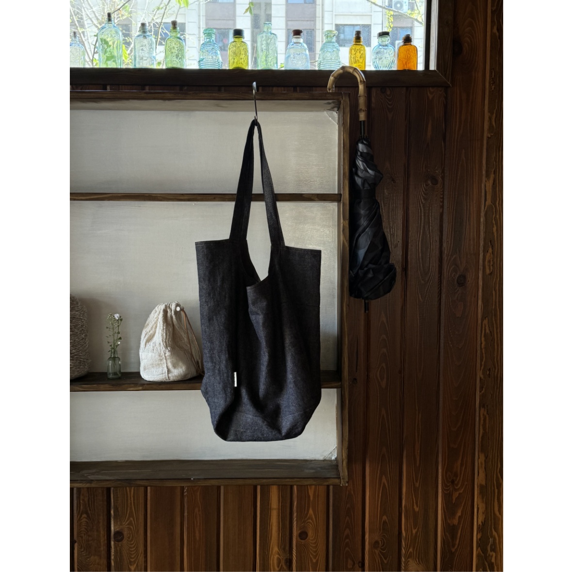 oneblue nook丨亚麻色织牛仔色托特单肩大包