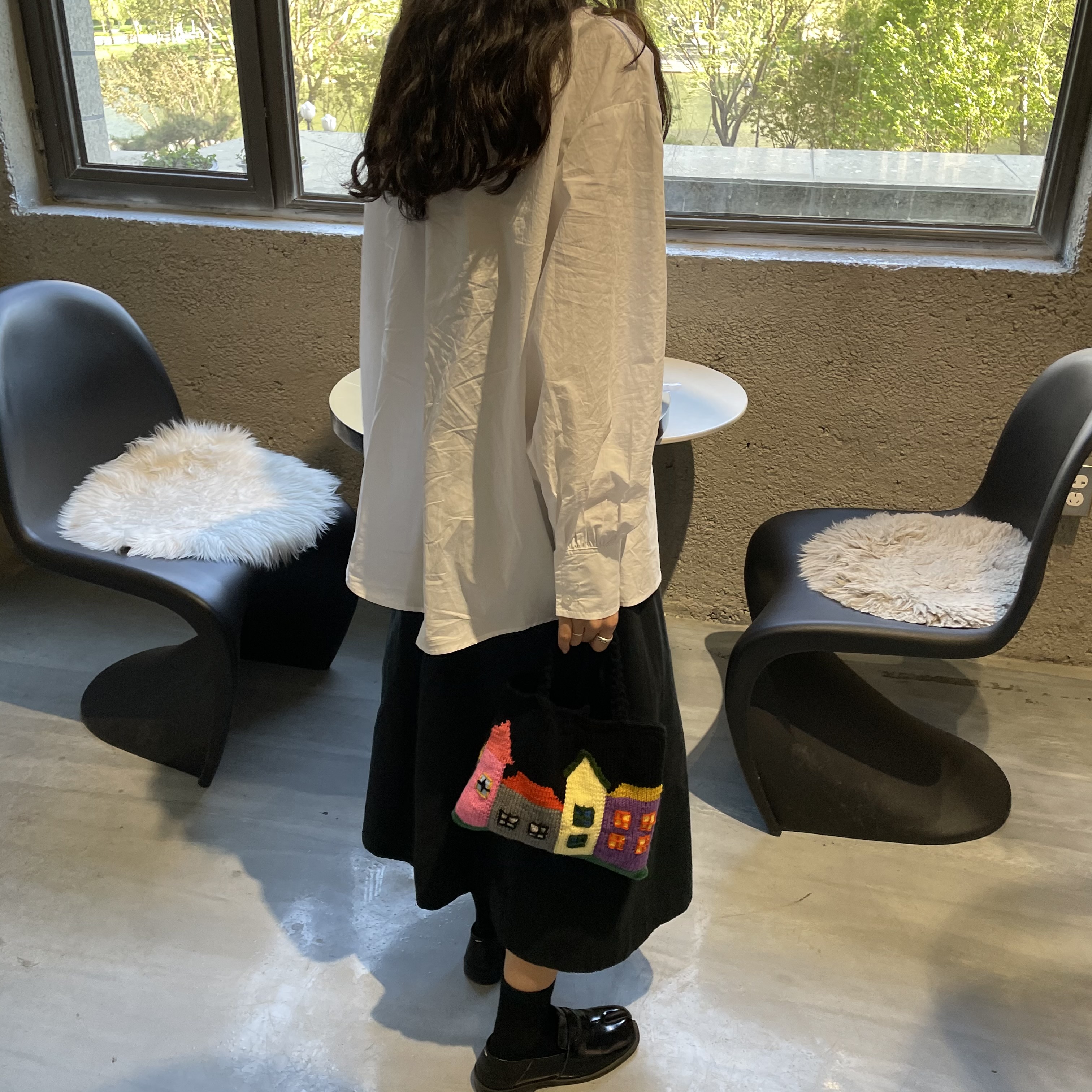 原创oneblue自制毛线房子手提包