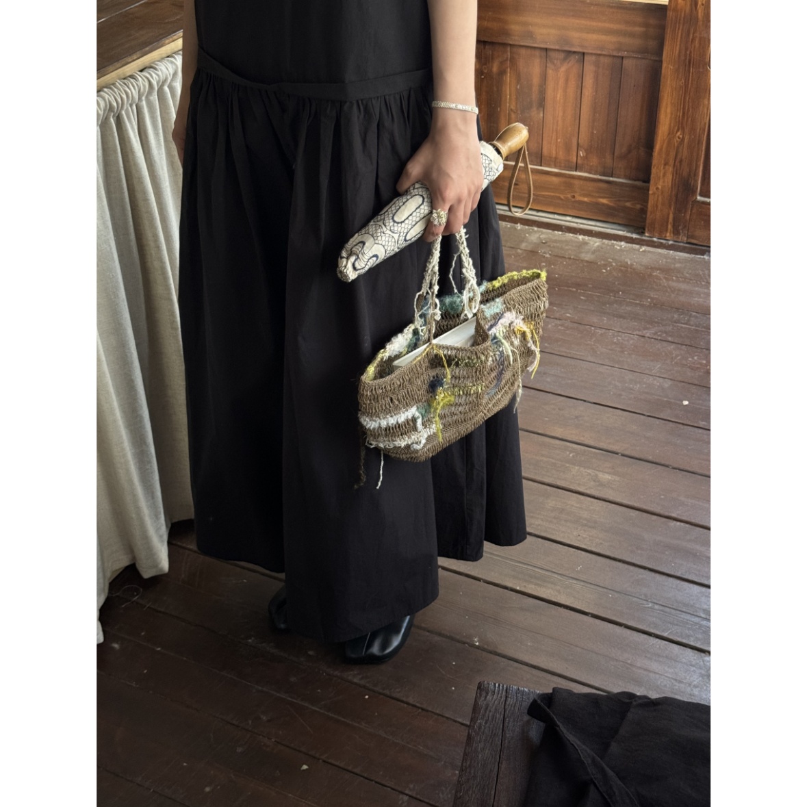 onebluenook丨超美 手工编织 特殊线材组合小众氛围感手提包