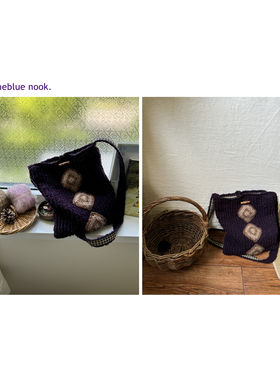 OneBlueNook丨原创  手工编织 紫色菱格 复古 毛线 斜挎包