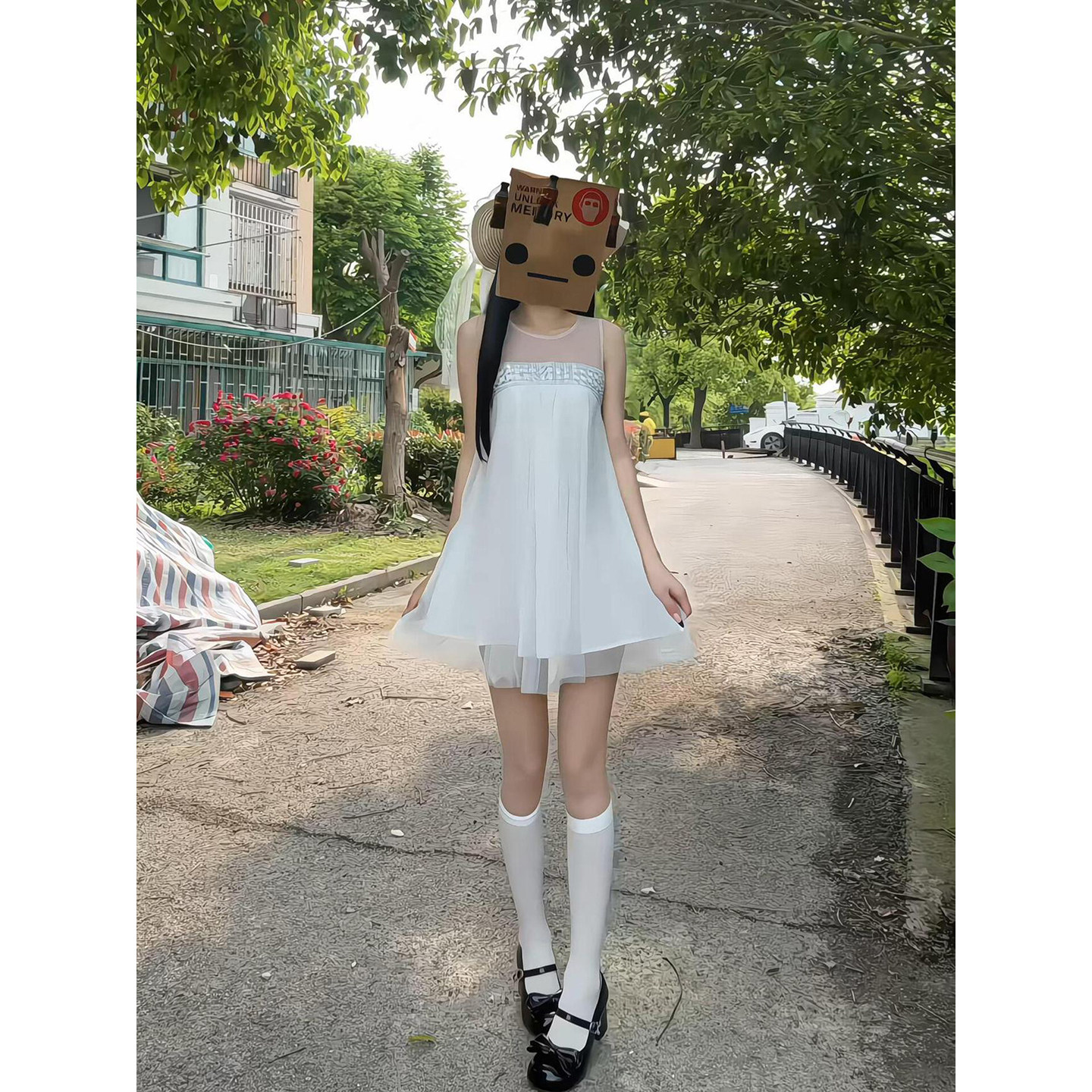 白色雪纺连衣裙女2026夏季新款甜美气质显瘦洋气精致别致百搭短裙