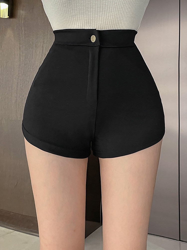 黑色高腰辣妹短裤女春夏2026新款显瘦韩版百搭紧身弹力包臀热裤潮