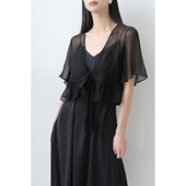 YuanYin夏复古气质赫本优雅ins黑色短款 上衣披挂女 chic开衫