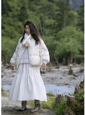 原隐新款白色短款女超好看宽松小个子云朵泡芙外套洋气上衣羽绒服