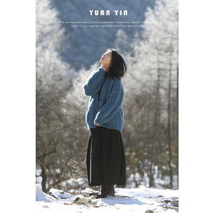 马海毛衣外套慵懒粗棒气质高级感百搭女灯笼袖 V领秋冬季 针织开衫