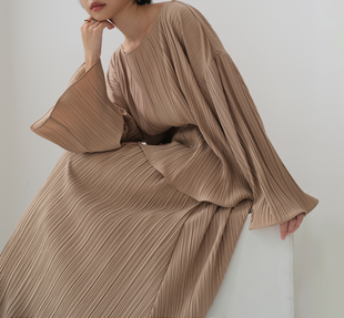 细细秋褶 工艺压褶免烫yuanyin原隐小众艺术褶皱三宅一生宽松上衣