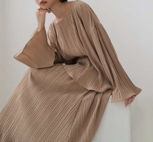 原隐宽松优雅套头长袖褶皱上衣