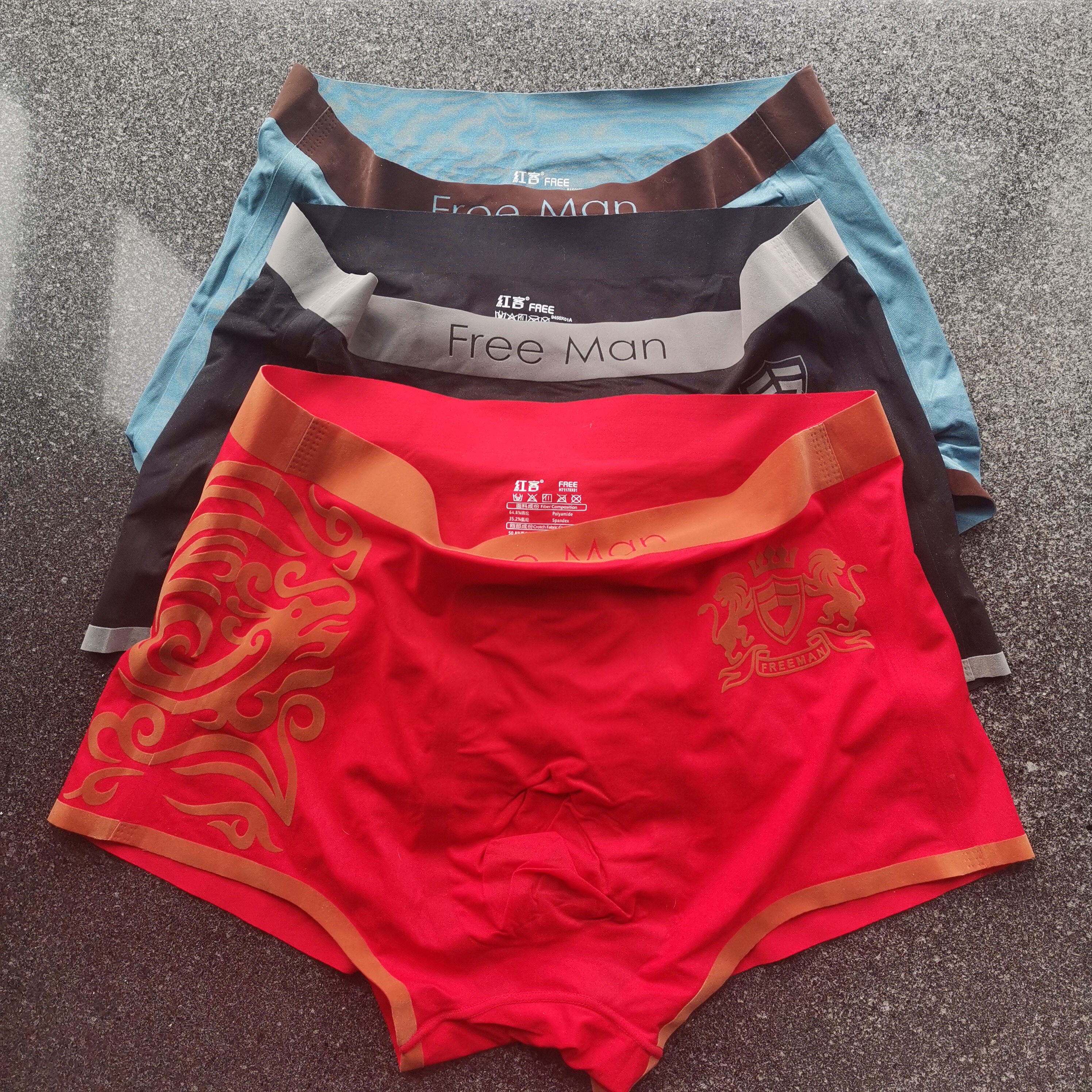 【正品尾货】朵女郎红客开车潮男士内裤冰丝无痕速干四角抗菌薄