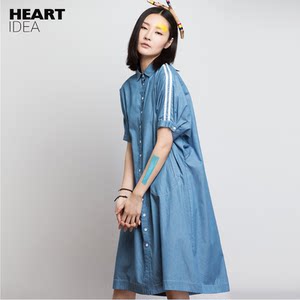 方寸原创浅蓝色范薄牛仔连衣裙