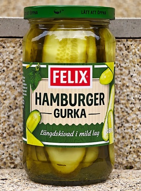 菲力斯北欧风味汉堡酸黄瓜片长条青瓜切片Burger cucumber slices