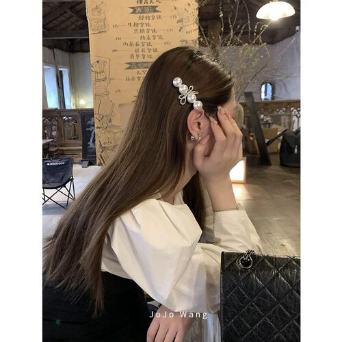 敲美的欧尼~ 珍珠边夹春天bi备侧边刘海夹碎发夹简约时尚夹子发饰
