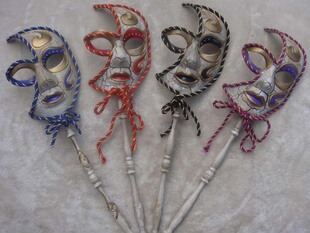 手持式高档cosplay意大利威尼斯化装舞会狂欢半脸手柄男女款面具