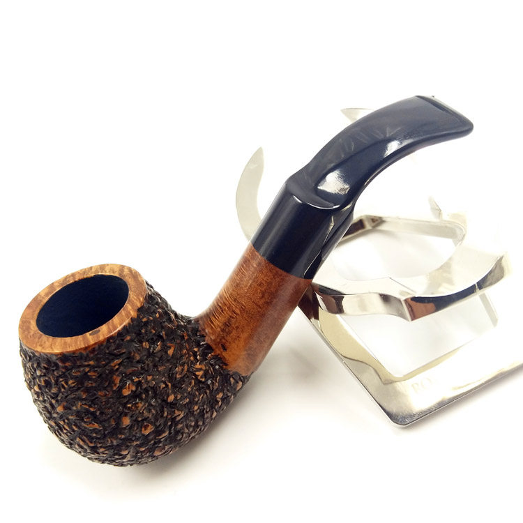 男士礼品进口石楠木烟斗麻面弯式手工烟杆实木烟丝斗锅旱烟袋
