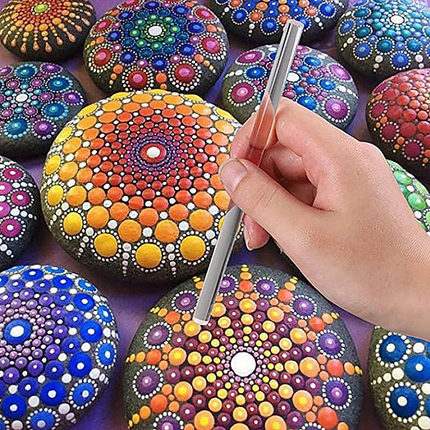 曼陀罗波点彩绘画工具艺术圆点笔棒幼儿手绘diy材料石头画丙烯