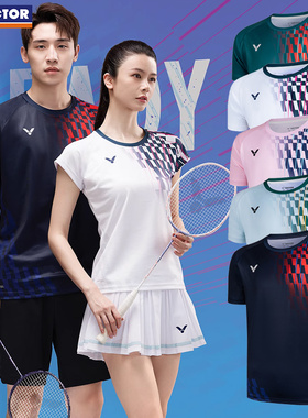 VICTOR威克多胜利羽毛球服大赛系列男女款针织短袖运动T恤50001TD