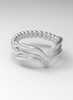 原创设计纯银戒指线条不规则几何拼接圆珠转动戒指女士小众设计