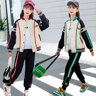 女童中大童套装加绒2026新款冬装加厚洋气时髦小女孩运动服秋卫衣