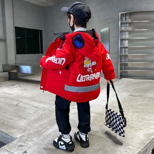 奥特曼男童冬装外套2025儿童羽绒服童装男款冬季加厚中长款潮衣服