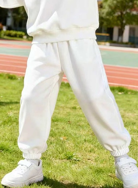 儿童白色裤子春夏款男童女童运动裤练功裤小学生运动会演出服2026