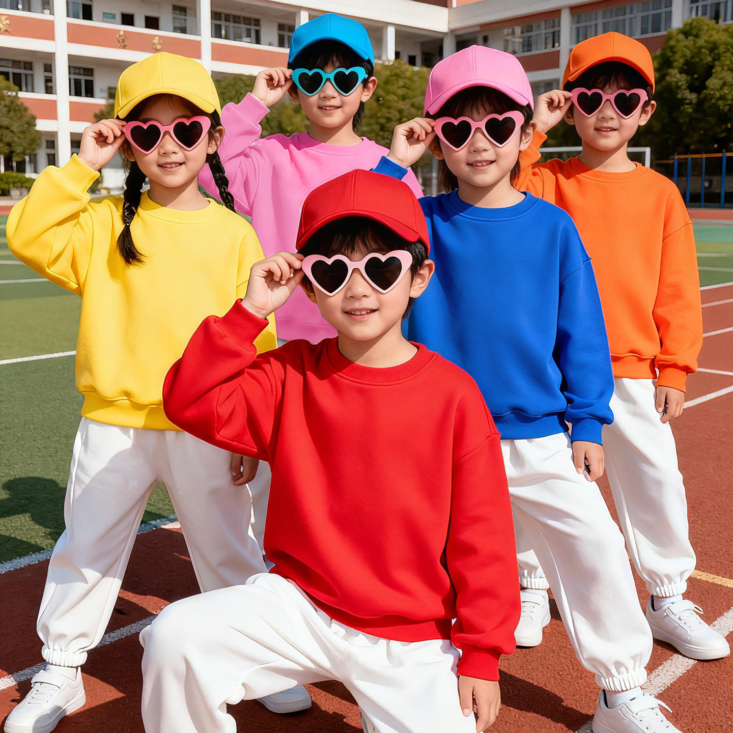 多巴胺卫衣套装春装 幼儿园舞蹈服小学生运动会儿童啦啦队演出服