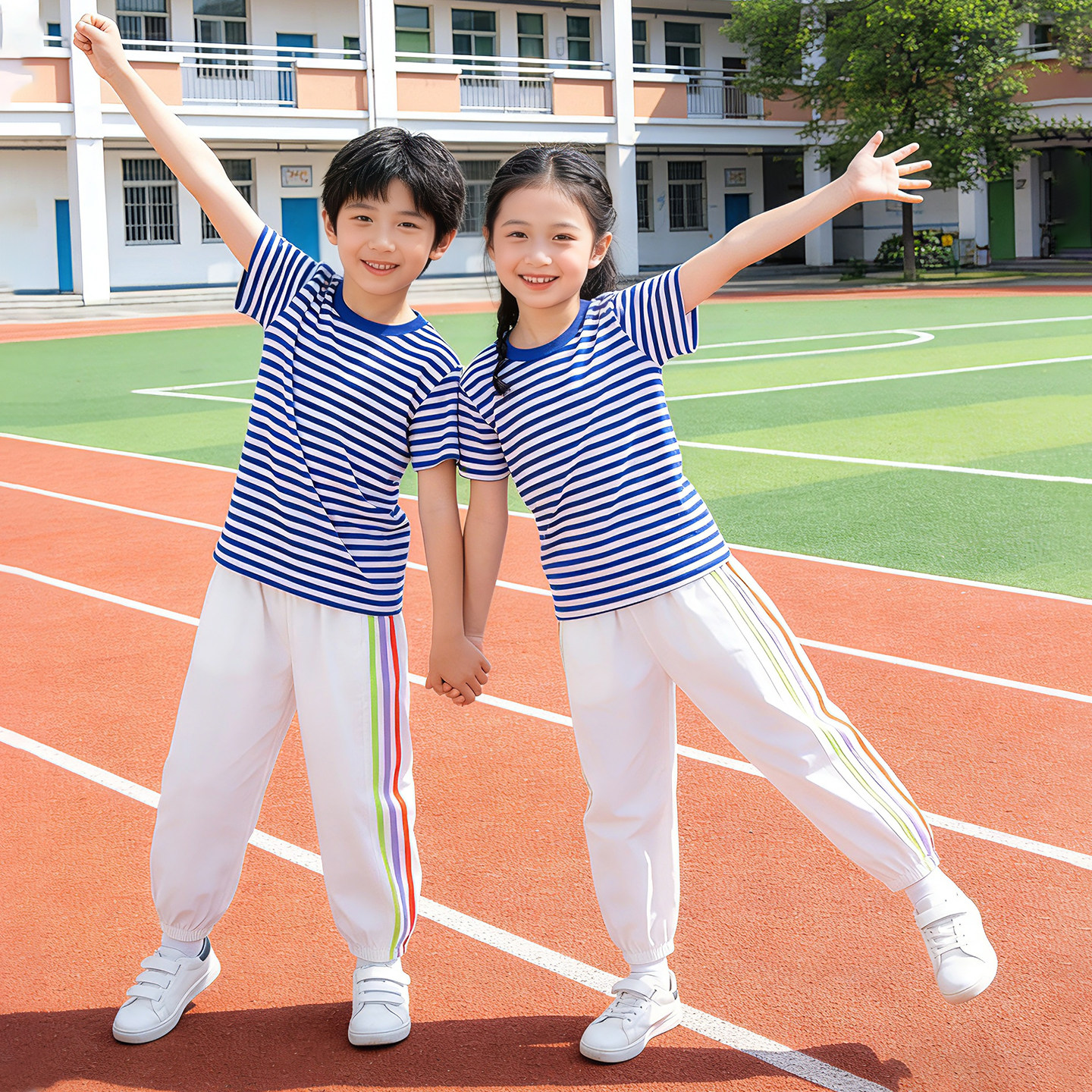 六一儿童演出服海魂衫短袖纯棉幼儿园小学生女童男童海军套装2026