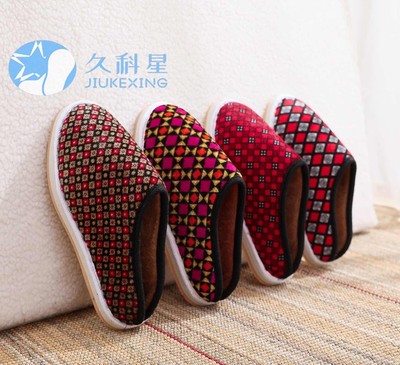 秋冬季男女士防滑室内加厚加绒家用纯手工老棉鞋妈妈包跟棉拖鞋B