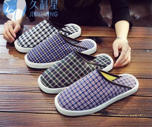 薄款春秋老北京手工居家男布鞋室内外(泡沫底)地板包头布拖鞋B