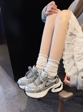 【珊姐EVAN】灰色厚底增高时尚休闲老爹鞋女