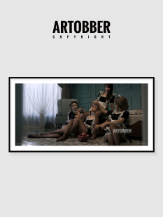 Loull大气黑丝袜女仆版 饰画 画办公室卡通简约高清挂画客厅沙发装