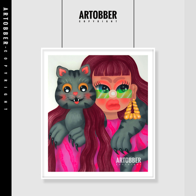 潮流版画个性化女孩儿童房挂画西班牙艺术书房装饰Fatima de Juan