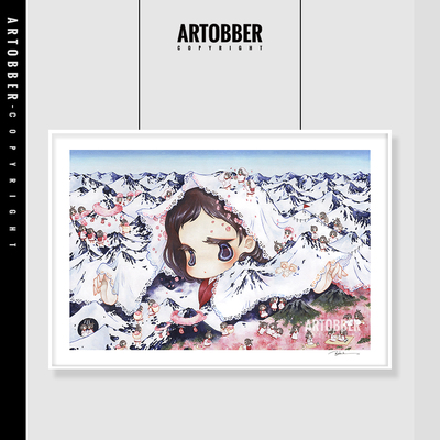 金田涼子版画粉色艺术客厅