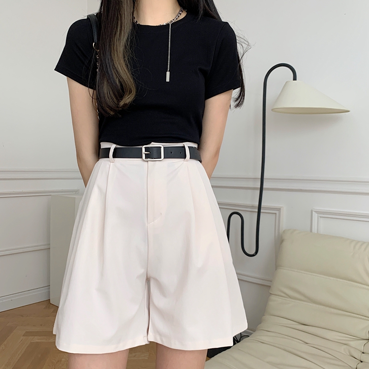 Real price real shot 2021 new style high waist drop feeling thin Wide Leg Pants Suit Shorts women's pants