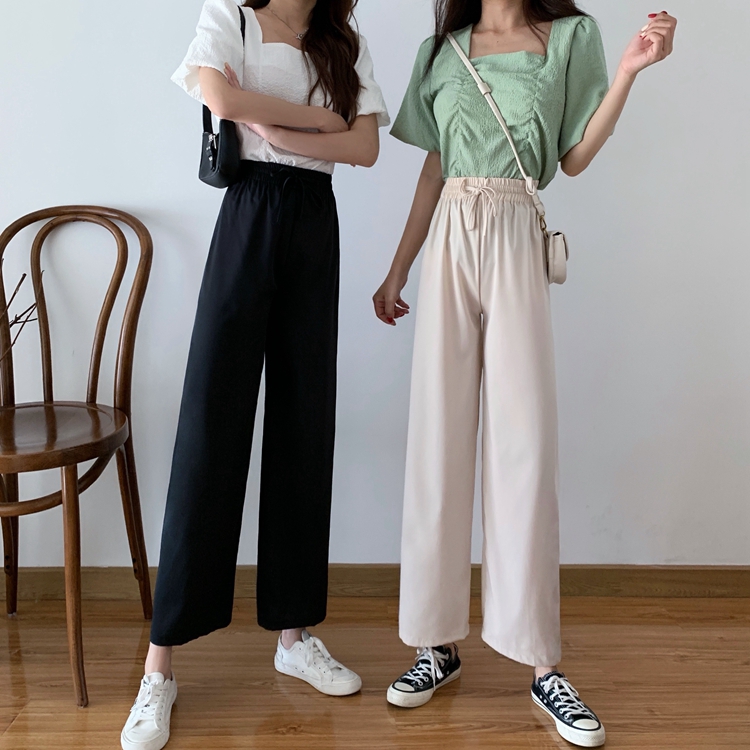 Summer new style high waist thin versatile straight pants loose drop wide leg pants casual pants women