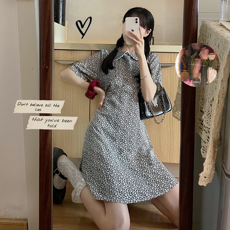 Real price new girl style doll collar Floral Dress