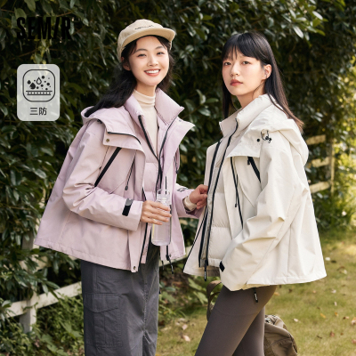 [商场同款]森马羽绒服女轻薄外套三防2023冬新款宽松两件套运动风