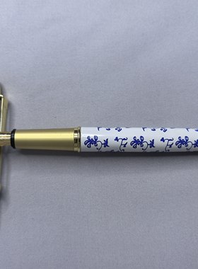 库存老钢笔 金星钢笔 青花瓷蜡染纯铜笔杆铱金笔中细练字笔 收藏