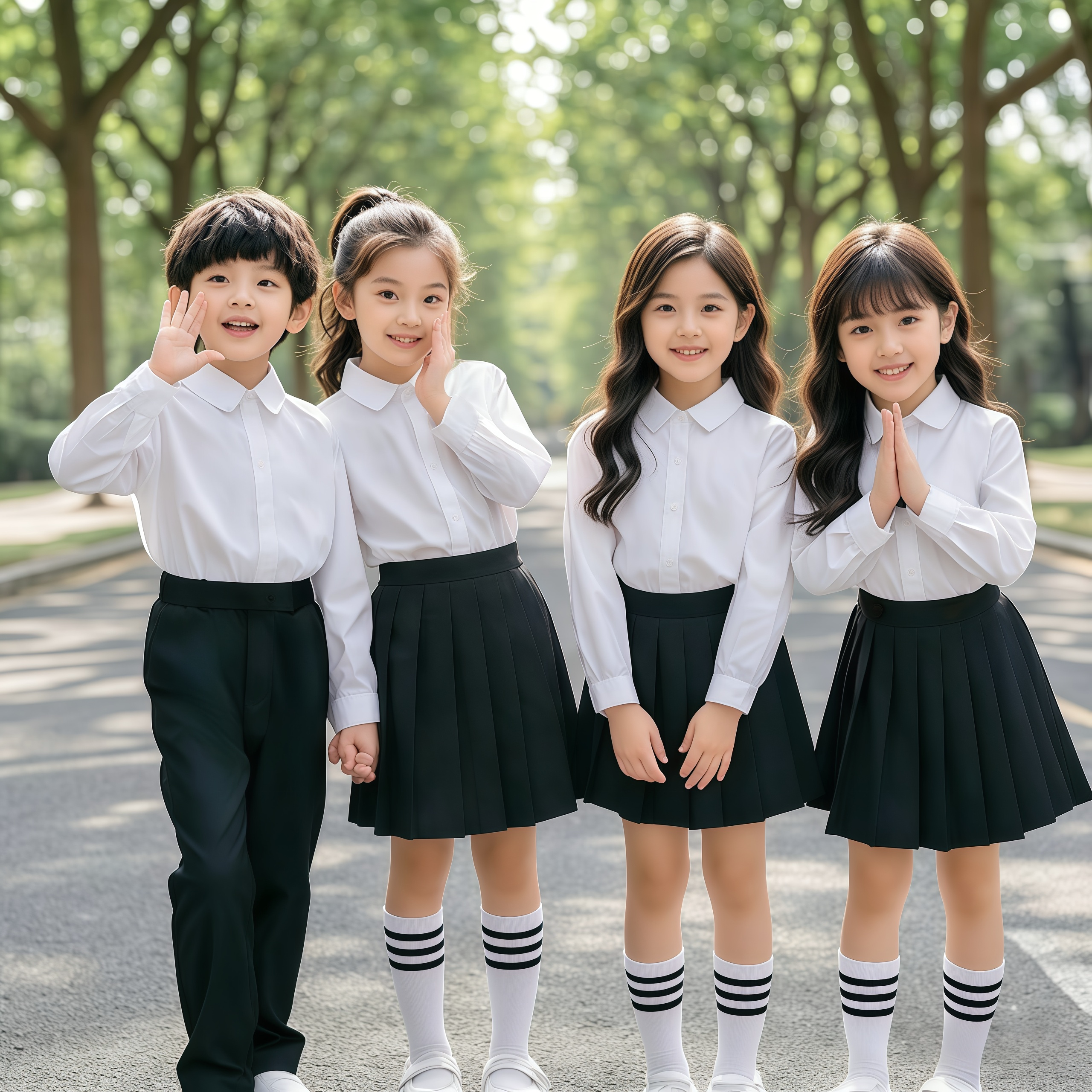 儿童JK白衬衫长袖校服套装图片