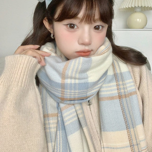 日系jk学院风格子围巾女初中生冬季感韩版百搭小情侣冬季保暖围脖