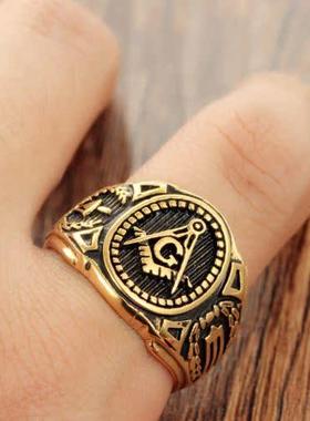 光明会全视之眼钛钢男士戒指