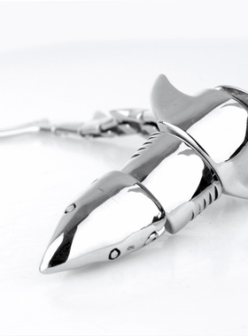 潮牌男款钛钢鲨鱼手链黑手党徽章