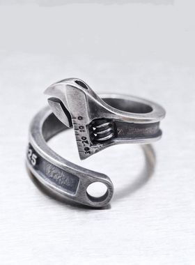 复古做旧扳手工具戒指男款