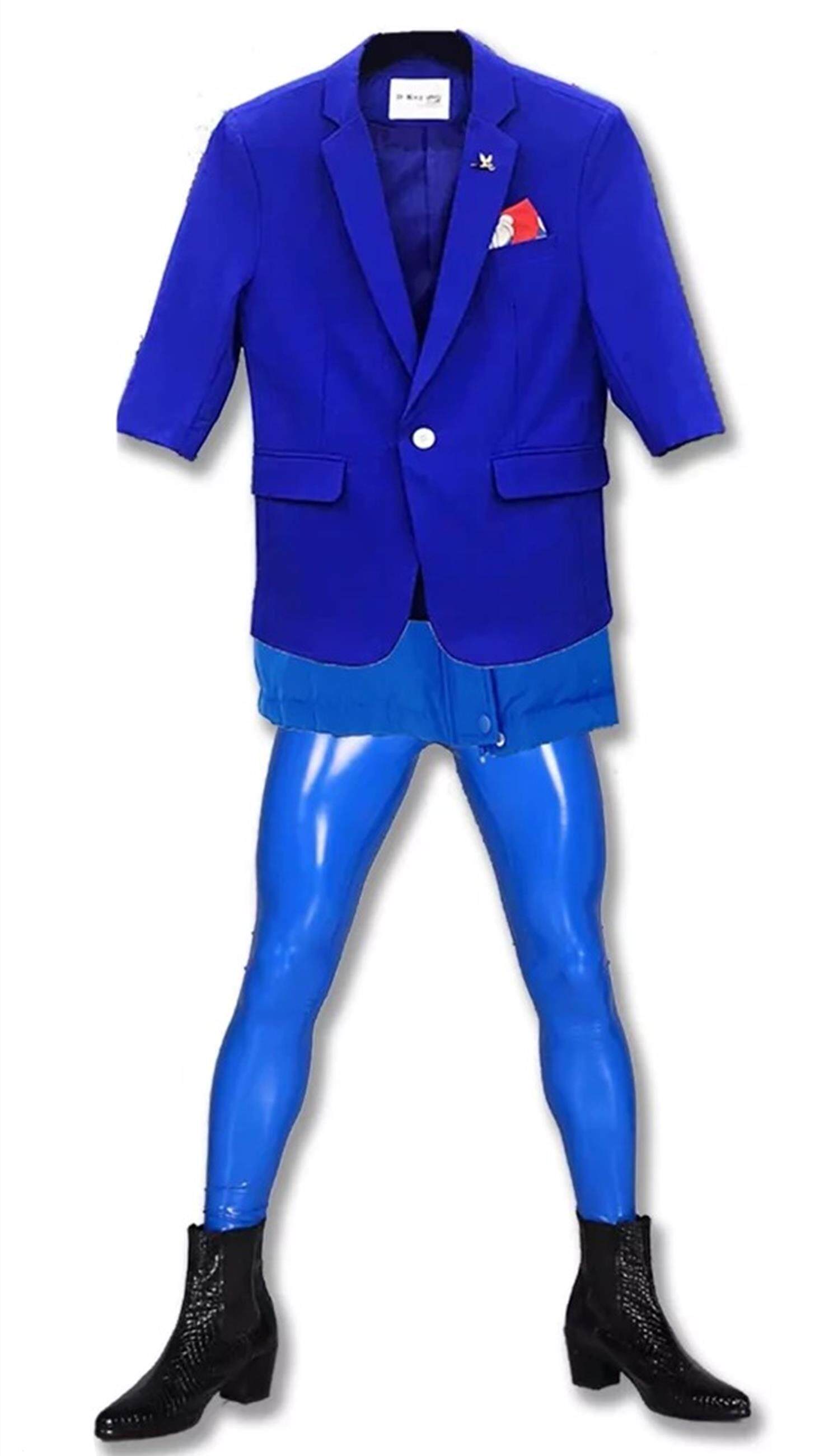 蓝色妖姬衣服皮小浪同款裤子皮裤