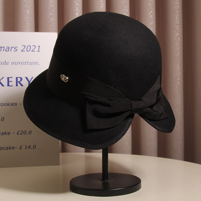 赫本风人字结飘带色戒同款周边汤唯渔夫帽子女秋冬礼帽法式盆帽潮