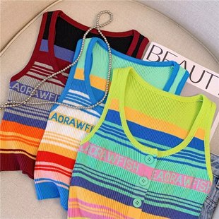 可爱带胸垫性感内搭甜辣夏日绝美多巴胺半裙女士元气穿搭上衣背心