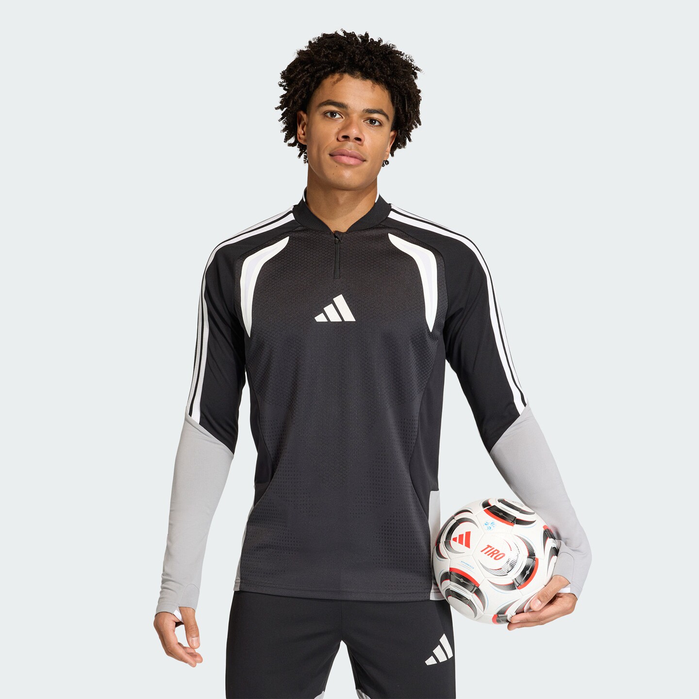 阿迪达斯运动表现男子足球半拉链运动修身长袖训练服