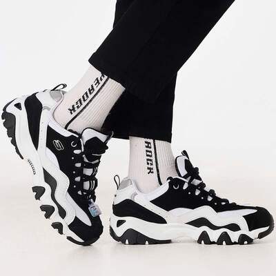 新款 斯凯奇女鞋冬季复古拼接熊猫鞋厚底防滑低帮休闲鞋12493